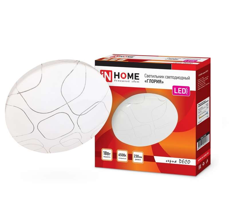 Рекомендуем купить Светильник светодиодный DECO 18Вт 230В 6500К 1170лм 230мм ГЛОРИЯ IN HOME 4690612022277