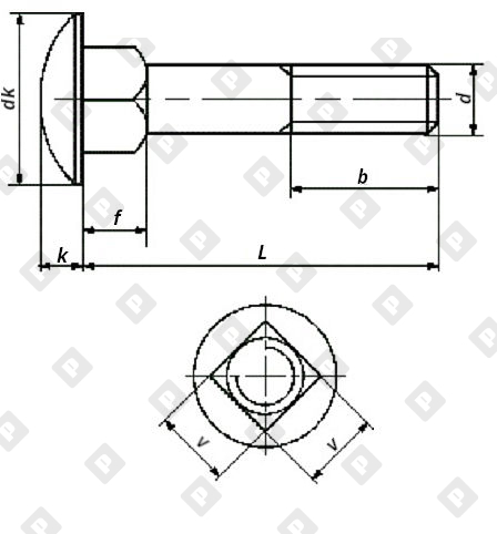 Болт DIN 603 M16x70 кл. пр. 8.8, оц. сталь, шт - №2