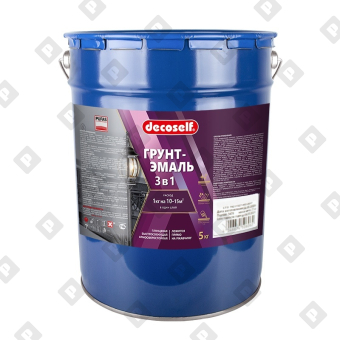 Грунт-эмаль Pufas Decoself 3 в 1 глянцевая красная (5кг) - №1