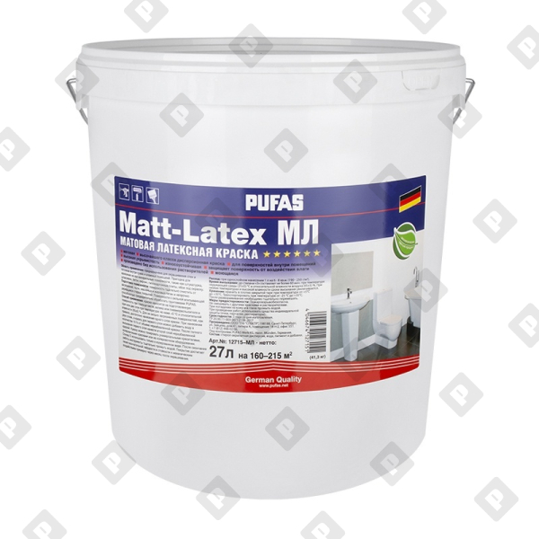 Краска Pufas Matt-Latex А моющаяся латексная, мат., мороз. (27 л) - №1