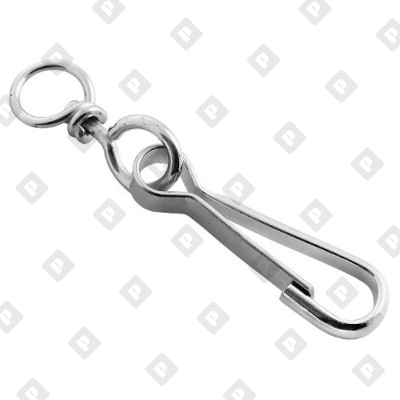 Карабин DIN 4293 пружинный тип 125 (тип А) 100мм с вертлюгом, оц. сталь - №1