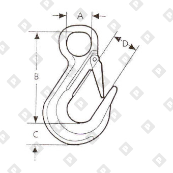 Крюк грузовой с проушиной и защелкой (SALK) 8 т, кл.пр. 8 - №2
