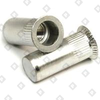 Заклепка M8x28 закрытая с внутренней резьбой и потайным бортиком, с насечками, нерж. сталь А2 - №1