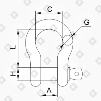 Скоба такелажная омегообразная G-209 0.5 т, кл. пр. 8 - №2