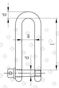 Скоба такелажная D-образная ART 8259 Ø10 мм удлиненная, нерж. сталь А4 - №2