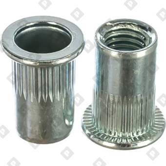Заклепка М3x10 с внутренней резьбой, насечками и цилиндрическим бортом, оц. сталь - №1