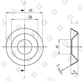 Шайба NF E 27-619 Ø8 штампованная, со скосом 90 градусов, нерж. сталь А2 - №2