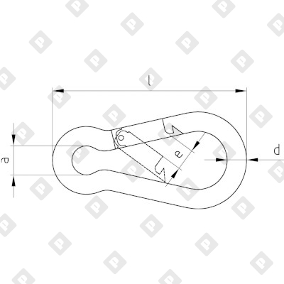 Карабин пожарный DIN 5299С 9x90, оц. сталь - №2
