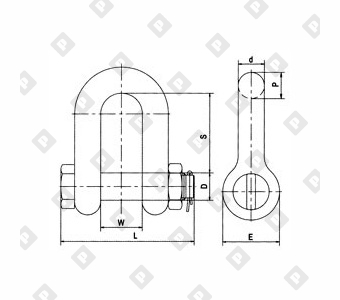Скоба такелажная прямая G-2150 25 т с гайкой и шплинтом, кл. пр. 8 - №2