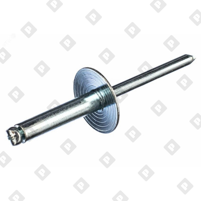 Заклепка вытяжная открытая 4,8x20 с экстра увеличенным бортом 16 мм, оц. сталь / оц. сталь - №1