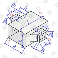 Крестовина прямоугольного сечения с прямоугольной косой врезкой - №1