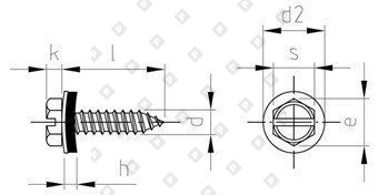 DIN 7976 A2 C 4,2X19 SZ, EPDM-washer 12 мм - №4