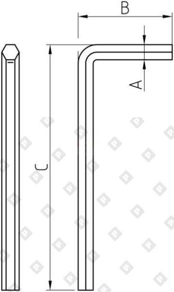 Ключ L-образный  шестигранный DIN 911, внутренний SW4, оц. сталь - №2