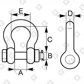 Скоба такелажная омегообразная G-2130 2 т с гайкой и шплинтом, кл. пр. 8 - №2