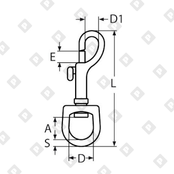 Карабин вертлюжный ART 8303 Ø19мм с задвижный защелкой, нерж. сталь А4 - №2