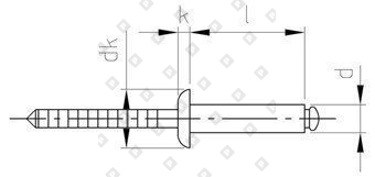 Заклепка вытяжная ISO 15983 5x40 со стандартным бортом, нерж. сталь A4 / нерж. сталь A4 - №4